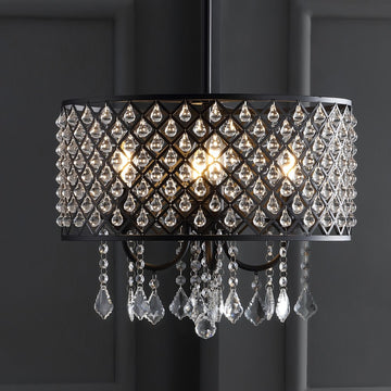 Gigi Metal/Crystal Adjustable LED Drop Chandelier - JONATHAN Y